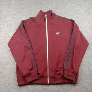 Fred Perry Jacket Mens Medium Red Track Full Zip Athletic Sportswear J5327